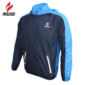 ARSUXEO Breathable Running Clothing Long Sleeve Jacket Wind Coat Men's Windproof Waterproof Cycling Bicycle Bike Jersey Clothing