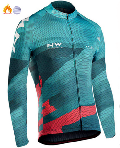 Northwave Warm 2019 NW Winter Thermal Fleece Cycling Clothes NW Men's Jersey Suit Outdoor Riding Bike MTB Clothing Bib Pants Set