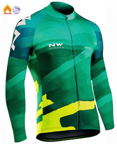 Northwave Warm 2019 NW Winter Thermal Fleece Cycling Clothes NW Men's Jersey Suit Outdoor Riding Bike MTB Clothing Bib Pants Set