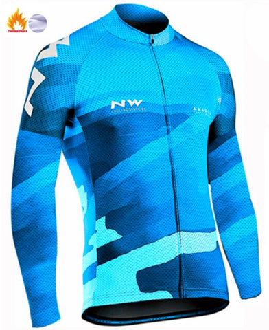 Northwave Warm 2019 NW Winter Thermal Fleece Cycling Clothes NW Men's Jersey Suit Outdoor Riding Bike MTB Clothing Bib Pants Set