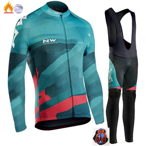 Northwave Cycling Jersey 2018 Pro Team Bike Winter Thermal Fleece Long Sleeve Set Ropa Ciclismo Bicycle Triathlon Cycling Set