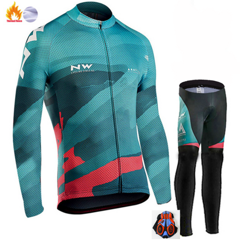 Northwave Cycling Jersey 2018 Pro Team Bike Winter Thermal Fleece Long Sleeve Set Ropa Ciclismo Bicycle Triathlon Cycling Set