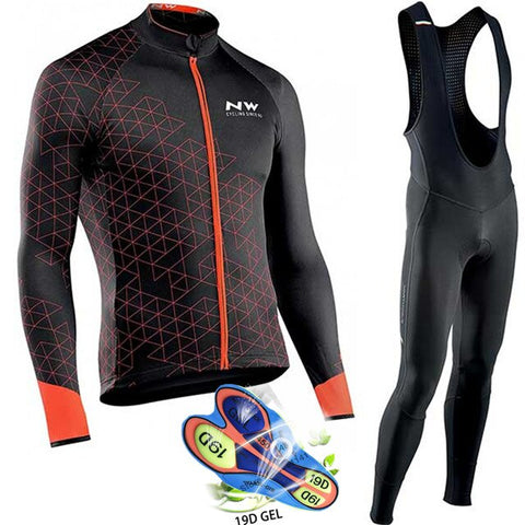 Northwave 2019 Spring/Autumn Cycling Clothing Ropa Ciclismo Nw Men's Jersey Suit Outdoor Riding Bike MTB Clothing Bib Pants Set