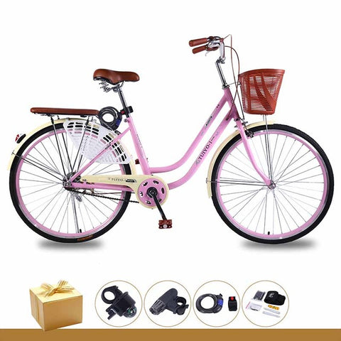 TUIYO-1 R6 26 Inches 21 Speed Lady's Bike Comfort Road City Bicycle High-carbon Steel Frame Lightweight Bike for Girls and Women