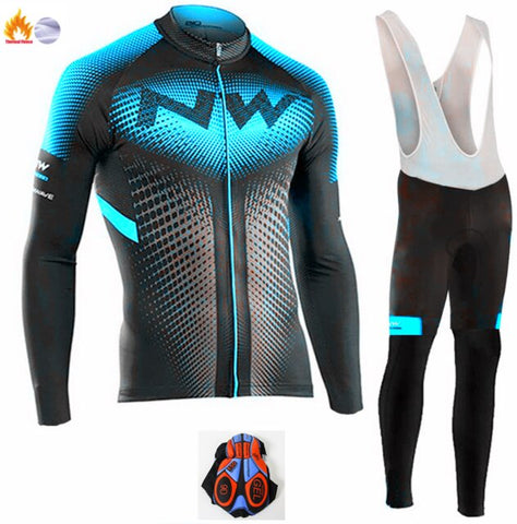 Northwave 2019 Winter thermal fleece Set Cycling Clothes NW men's Jersey suit Sport riding bike MTB clothing Bib Pants Warm sets