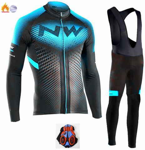 Northwave 2019 Winter thermal fleece Set Cycling Clothes NW men's Jersey suit Sport riding bike MTB clothing Bib Pants Warm sets