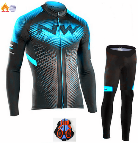 Northwave 2019 Winter thermal fleece Set Cycling Clothes NW men's Jersey suit Sport riding bike MTB clothing Bib Pants Warm sets