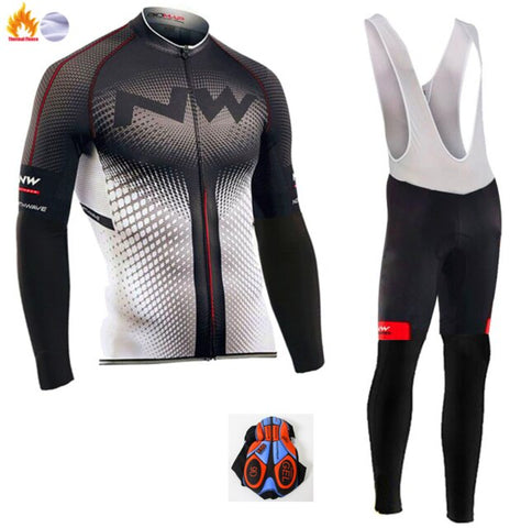 Northwave 2019 Winter thermal fleece Set Cycling Clothes NW men's Jersey suit Sport riding bike MTB clothing Bib Pants Warm sets