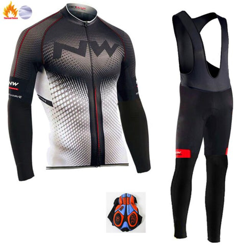 Northwave 2019 Winter thermal fleece Set Cycling Clothes NW men's Jersey suit Sport riding bike MTB clothing Bib Pants Warm sets