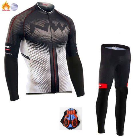 Northwave 2019 Winter thermal fleece Set Cycling Clothes NW men's Jersey suit Sport riding bike MTB clothing Bib Pants Warm sets