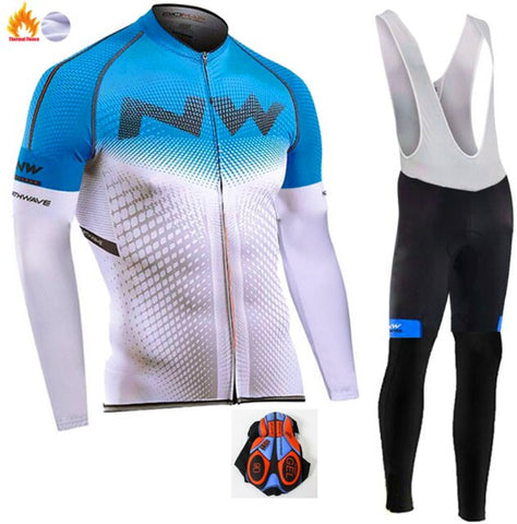 Northwave 2019 Winter thermal fleece Set Cycling Clothes NW men's Jersey suit Sport riding bike MTB clothing Bib Pants Warm sets