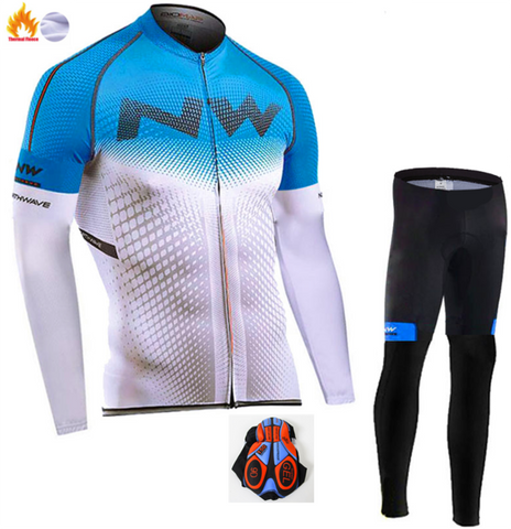 Northwave 2019 Winter thermal fleece Set Cycling Clothes NW men's Jersey suit Sport riding bike MTB clothing Bib Pants Warm sets