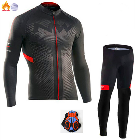 Northwave 2019 Winter thermal fleece Set Cycling Clothes NW men's Jersey suit Sport riding bike MTB clothing Bib Pants Warm sets