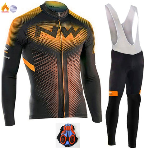 Northwave 2019 Winter thermal fleece Set Cycling Clothes NW men's Jersey suit Sport riding bike MTB clothing Bib Pants Warm sets