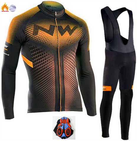 Northwave 2019 Winter thermal fleece Set Cycling Clothes NW men's Jersey suit Sport riding bike MTB clothing Bib Pants Warm sets