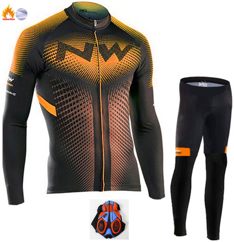 Northwave 2019 Winter thermal fleece Set Cycling Clothes NW men's Jersey suit Sport riding bike MTB clothing Bib Pants Warm sets