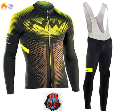 Northwave 2019 Winter thermal fleece Set Cycling Clothes NW men's Jersey suit Sport riding bike MTB clothing Bib Pants Warm sets