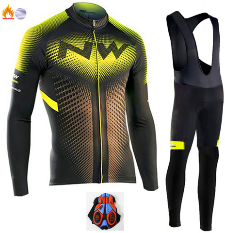 Northwave 2019 Winter thermal fleece Set Cycling Clothes NW men's Jersey suit Sport riding bike MTB clothing Bib Pants Warm sets