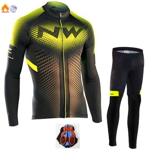 Northwave 2019 Winter thermal fleece Set Cycling Clothes NW men's Jersey suit Sport riding bike MTB clothing Bib Pants Warm sets