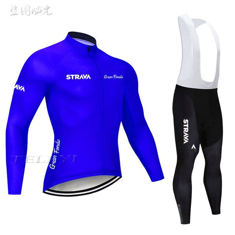 2019 Strava Men's Cycling Jersey Long sleeve set MTB Bike Clothing Maillot Ropa Ciclismo Hombre Bicycle Wear 9D GEL bib pants