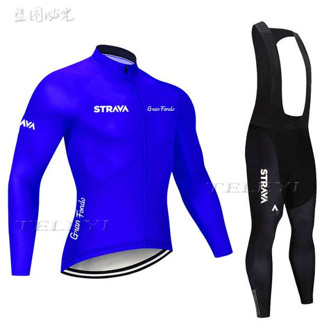 2019 Strava Men's Cycling Jersey Long sleeve set MTB Bike Clothing Maillot Ropa Ciclismo Hombre Bicycle Wear 9D GEL bib pants