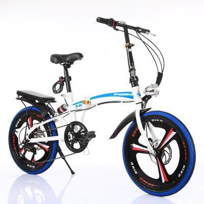 Folding Bicycle 20-Inch Speed Change Three-Knife Disc Brake Men And Women Ultra-Light Students Portable Small Bicycle