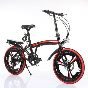 Folding Bicycle 20-Inch Speed Change Three-Knife Disc Brake Men And Women Ultra-Light Students Portable Small Bicycle