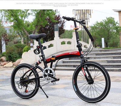 Folding Bicycle 20-Inch Speed Change Three-Knife Disc Brake Men And Women Ultra-Light Students Portable Small Bicycle
