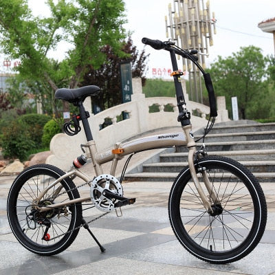 Folding Bicycle 20-Inch Speed Change Three-Knife Disc Brake Men And Women Ultra-Light Students Portable Small Bicycle