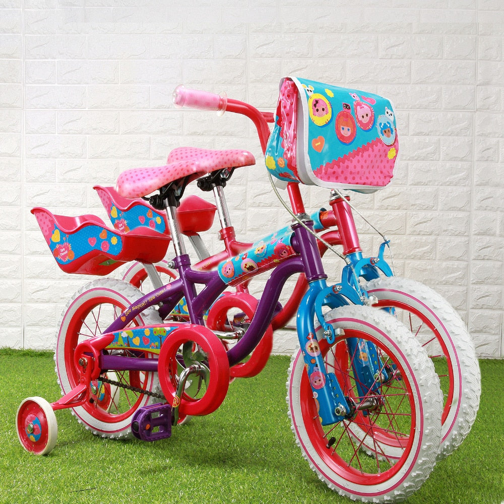 Bike 14'' Super Little girl Red & Pink Bike with Training Wheels kids cycling bike student bicycle+Front bag+Back seat