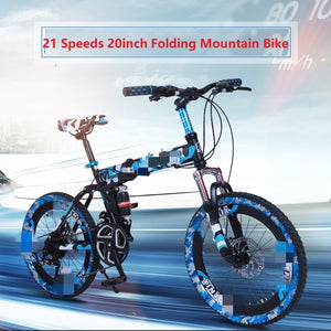 21 Speeds 20"Mountain Folding Bike Mini Bicicleta Plegable Mountain Bike20 Mountain Bicycle City Bicicletas Kids Bike camouflage