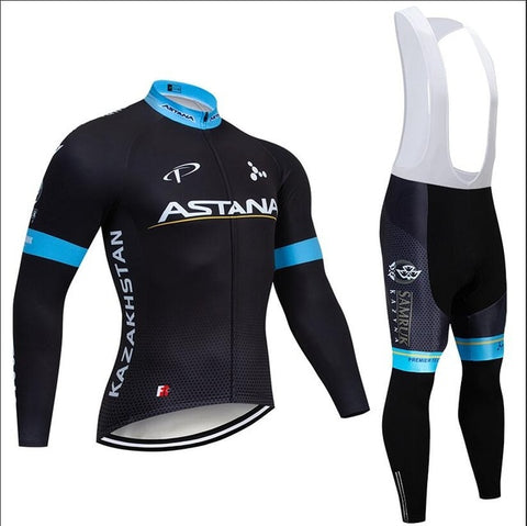 2019 BLUE ASTANA TEAM winter thermal fleece Cycling JERSEY Bike Pants set mens Ropa Ciclismo 12D bicycling Maillot Culotte wear