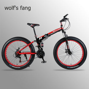 wolf's fang Folding Bicycle Mountain Bike 26 inches 7/21/24 Speed 26x4.0 "  damping bike road bike folding bike Spring Fork